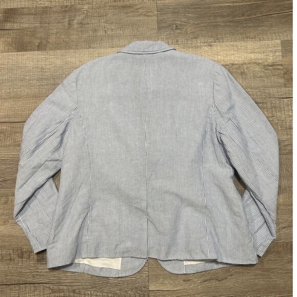 Talbots Size 16 Linen Cotton Blend Blazer Jacket Striped Professional Work Top - Picture 2 of 8